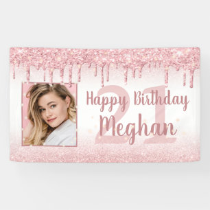 Banderoles Tout Anniversaire Rose Gold Parties scintillant Dr
