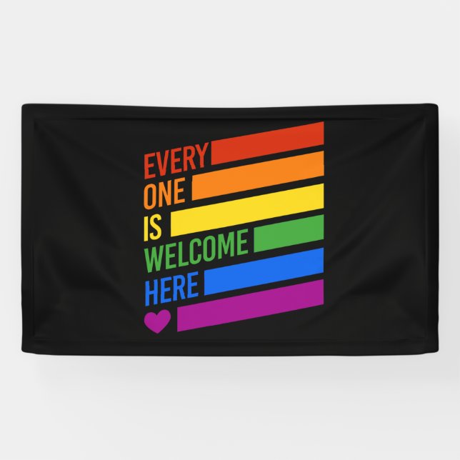 Banderoles Tout le monde est le bienvenu ici (Horizontal)
