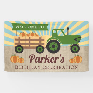 Banderoles Tracteur Hayride Citrouille Anniversaire Vinyl Bie