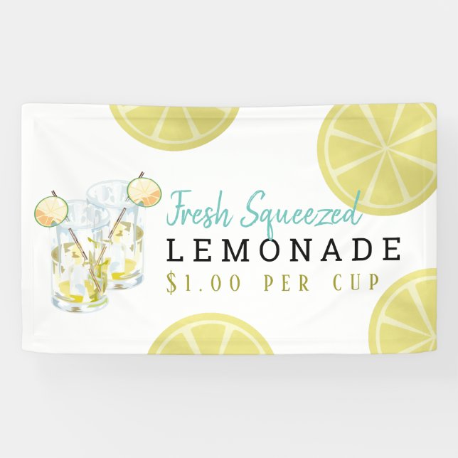 Banderoles Tranches de citron Lemonade Stand Kids Blanc (Horizontal)