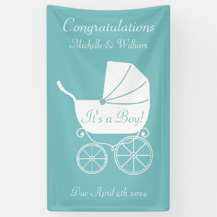 Banderoles Transport vintage Baby shower Cute Blue Boy