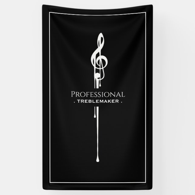 Banderoles Treblemaker Funny Music Pun Classy Black G-Clef (Vertical)