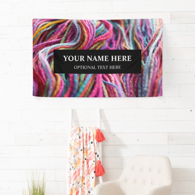 Banderoles Tricot de fils texture rose photo II (En situation)
