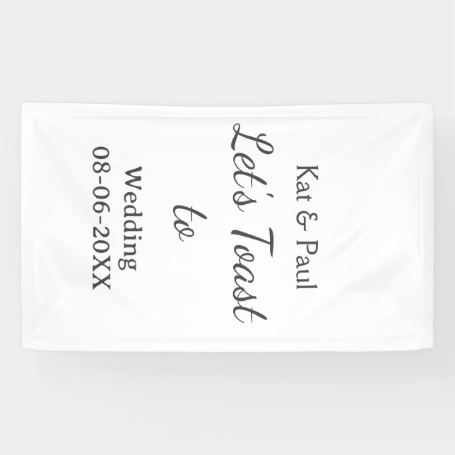 Banderoles Trinquons au mariage nom date couple simple (Horizontal)