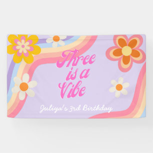 Banderoles Trois est une vibe Retro Rainbow 3ème anniversaire