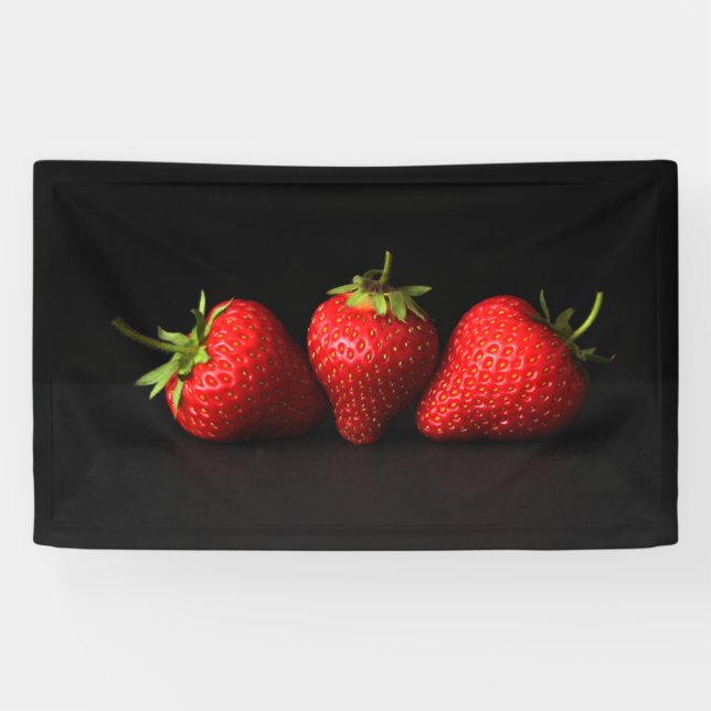 Banderoles Trois Fraises Sur Le Bnrcna Noir (Horizontal)