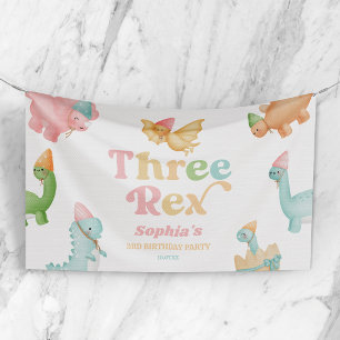 Banderoles Trois Rex Dinosaur 3ème fête d'anniversaire