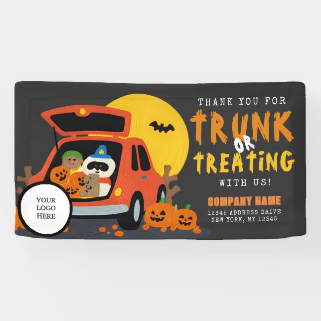 Banderoles Tronc Ghoulish ou traiter Halloween QR Business (Horizontal)