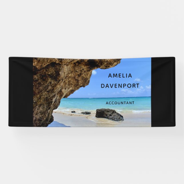 Banderoles Tropical Beach Coast avec Big Rock Business (Horizontal)