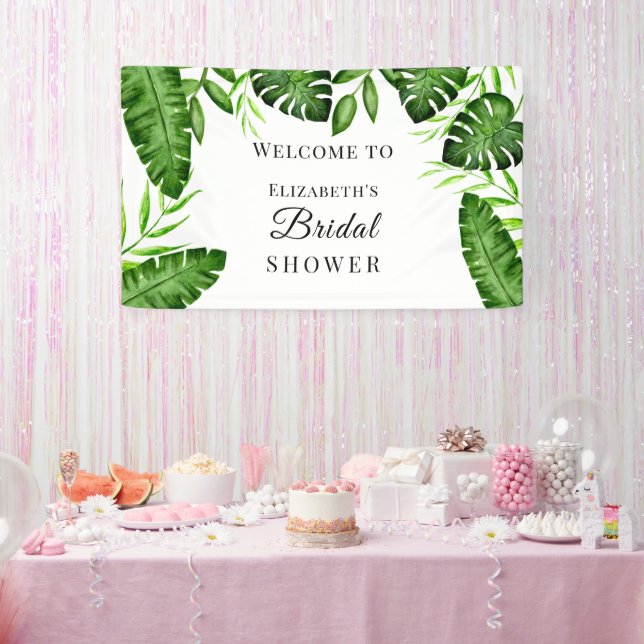 Banderoles Tropical Fête de Mariage Aquarelle Script Jungle (Fête)