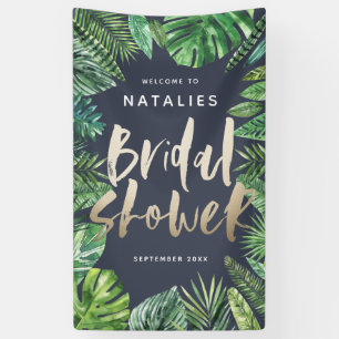Banderoles Tropical feuille de palme & or script douche de ma