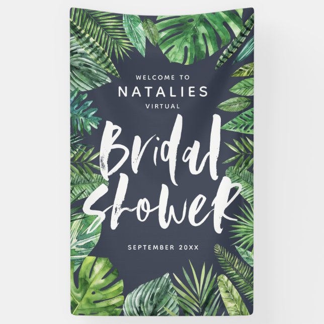 Banderoles Tropical feuille de palme script nuptiale virtuell (Vertical)
