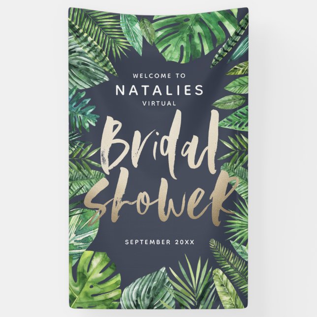 Banderoles Tropical feuille de palme script nuptiale virtuell (Vertical)