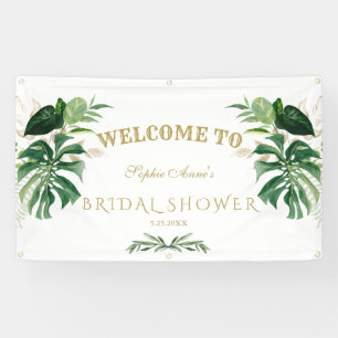 Banderoles Tropical Foliage Gold Cross Baptism Affiche de bie