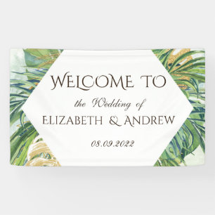 Banderoles Tropical Gold Palm Feuille Mariage d'été