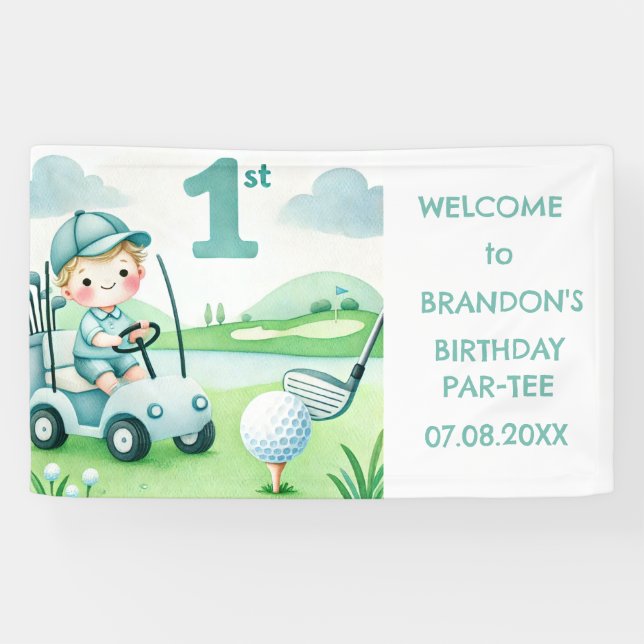 Banderoles Trou en un 1er anniversaire Boy Golf Par tee (Horizontal)
