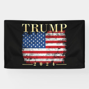 Banderoles Trump 2024 Elegant Gold Vintage American Drapeau