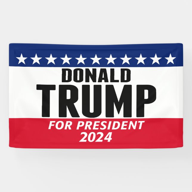 Banderoles Trump 2024 Gardez l'Amérique grande - bleu rouge (Horizontal)