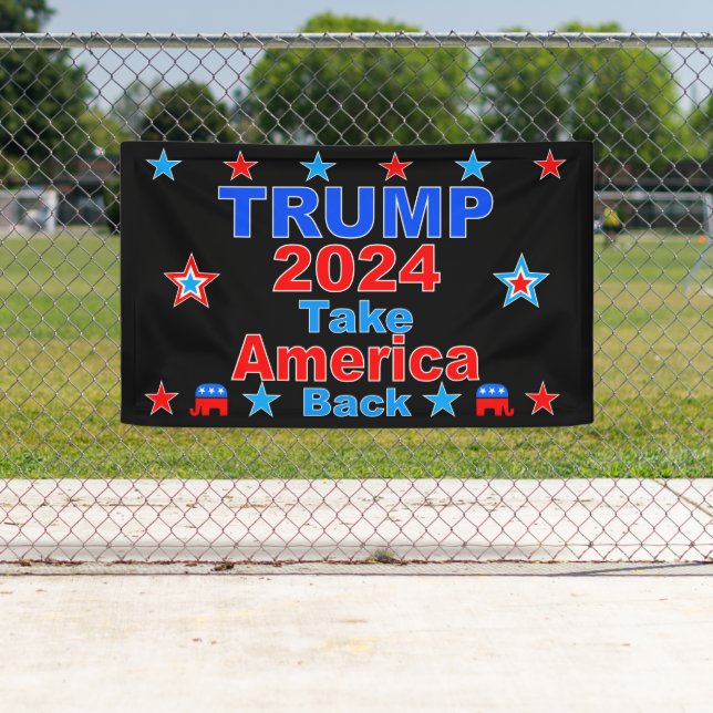 Banderoles TRUMP 2024 Reprendre l'Amérique (En situation)