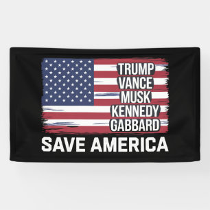 Banderoles Trump Vance Musk Kennedy Gabbard 2024 Sauver l'Amé