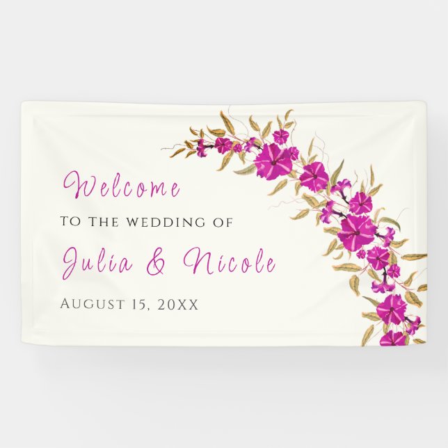 Banderoles Trumpet sauvage violet Vin Fleur Jardin Mariage (Horizontal)