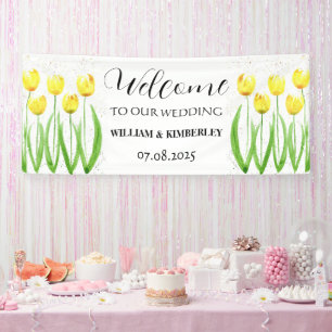 Banderoles Tulipes Jaunes Printemps Floral Rustique Mariage é