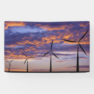 Banderoles Turbine de moulin à vent au coucher du soleil