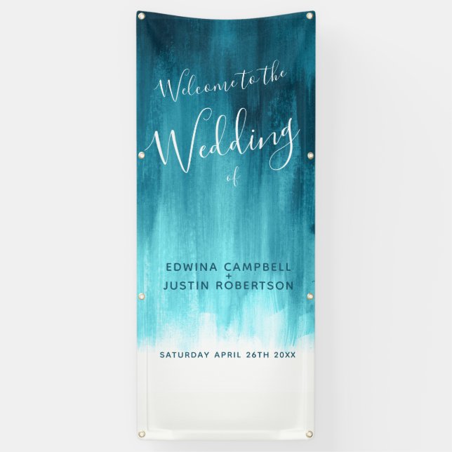 Banderoles Turquoise aqua mariage affiche de bienvenue (Vertical)