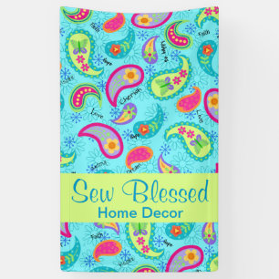 Banderoles Turquoise Blue Lime Green Moderne Motif Paisley