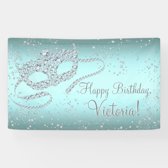 Banderoles Turquoise Blue Masquerade fête d'anniversaire (Horizontal)
