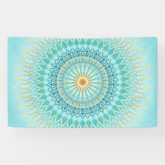 Banderoles Turquoise Gold Boho Mandala (Horizontal)