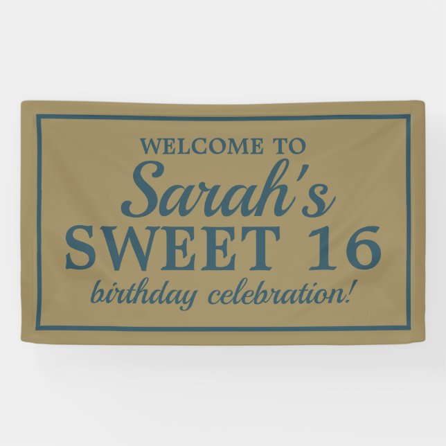 Banderoles Turquoise Gold Girl's Sweet 16 Anniversaire (Horizontal)