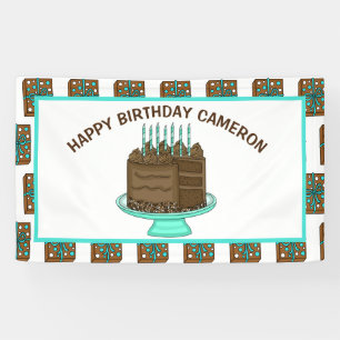 Banderoles Turquoise personnalisé et Brown Joyeux anniversair