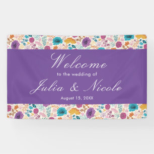 Banderoles Turquoise Purple Jaune Fleurs de prairie de printe