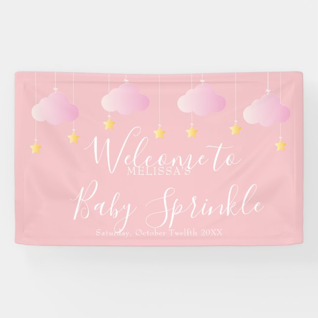 Banderoles Twinkle Sprinkle rose Baby Girl Douche Bienvenue (Horizontal)