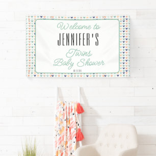 Banderoles Twins Modern Twins Baby shower Bienvenue
