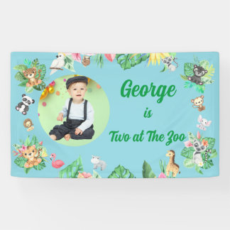 Banderoles Two at The Zoo Safari Jungle Kids Photo Birthday