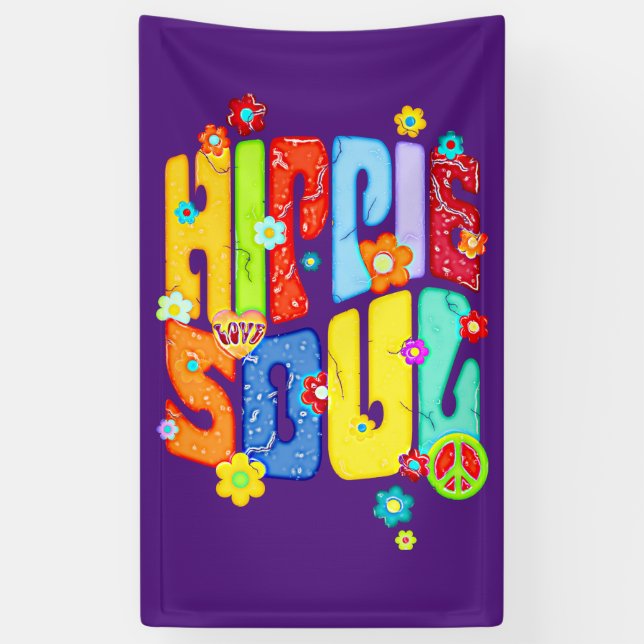 Banderoles Typographie amusante - HIPPIE SOUL 1 (Vertical)