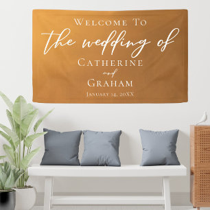 Banderoles Typographie or rustique Accueil Mariage de automne
