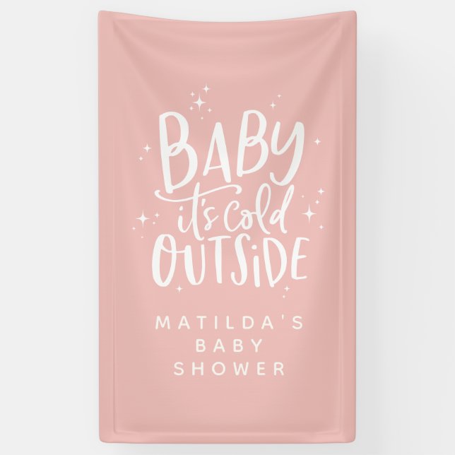 Banderoles Typographie simple moderne baby shower d'hiver (Vertical)