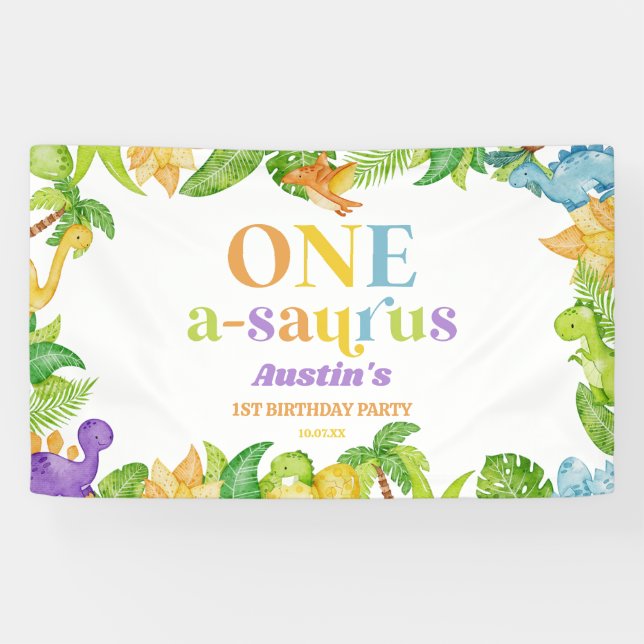 Banderoles Un A-Saurus Dinosaur 1ère fête d'anniversaire (Horizontal)