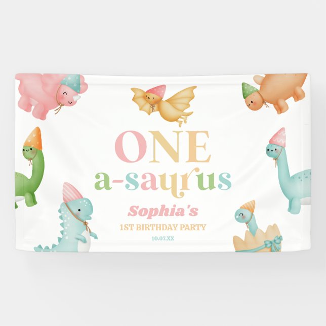 Banderoles Un A-Saurus Dinosaur 1ère fête d'anniversaire (Horizontal)