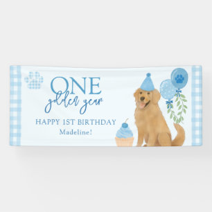 Banderoles Un An d'Or Retriever Bleu Puppy 1er Anniversaire