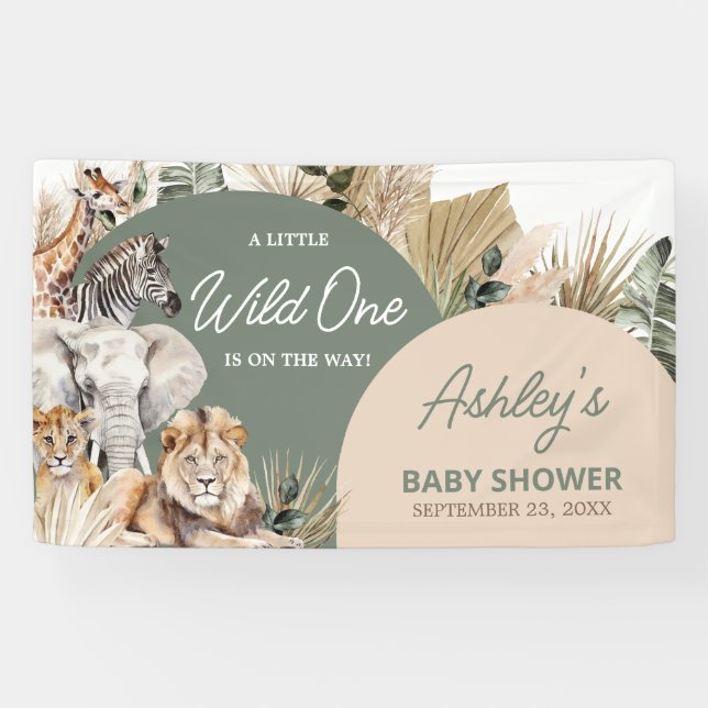 Banderoles Un Baby shower Safari Un Peu Sauvage (Horizontal)