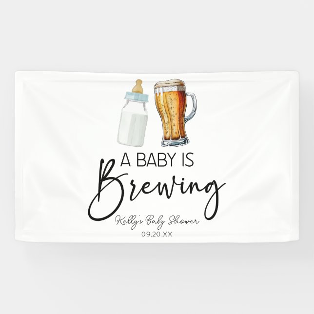 Banderoles Un Bébé Brasse Une Bouteille Baby shower De Verre  (Horizontal)