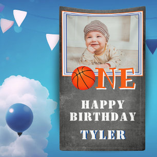 Banderoles Un Chalkboard Basketball photo 1er anniversaire