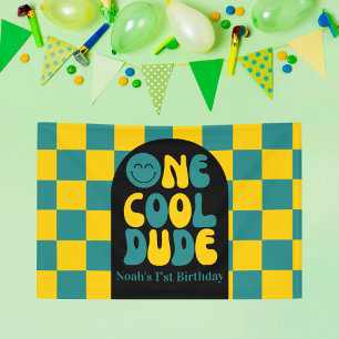 Banderoles Un Cool Dude Emoji 1er Anniversaire Décoration