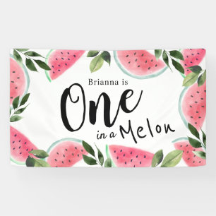 Banderoles Un dans une pastèque Melon Watercolor 1er annivers