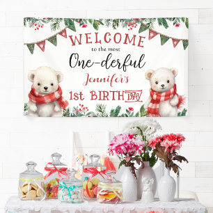 Banderoles UN Mignonne Ours Noël 1er fête d'anniversaire