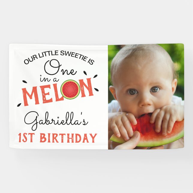 Banderoles Un moderne dans un melon | 1er anniversaire photo (Horizontal)